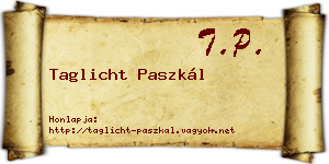 Taglicht Paszkál névjegykártya